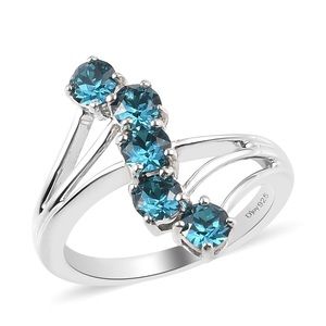 SWAROVSKI Blue Zircon Crystal Five Stone Ring